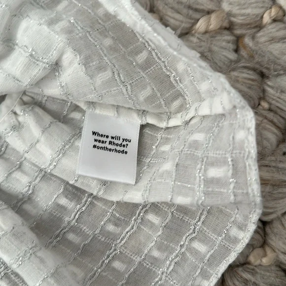 Rhode Elodie Ruffled Cotton-Blend Top white size small - Picture 5 of 6